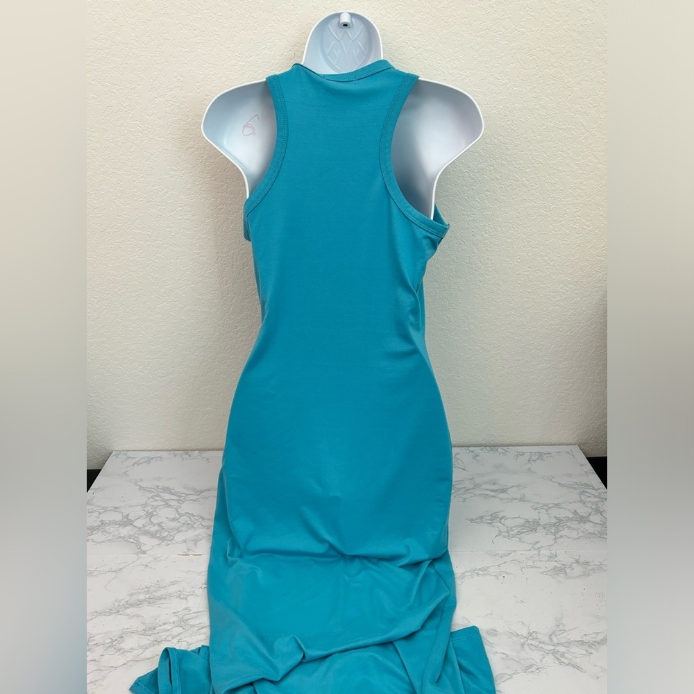 Haley & June Bodycon Dress Size L Blue Sleeveless Pullover Stretch Maxi Long W1‌ - Picture 4 of 6